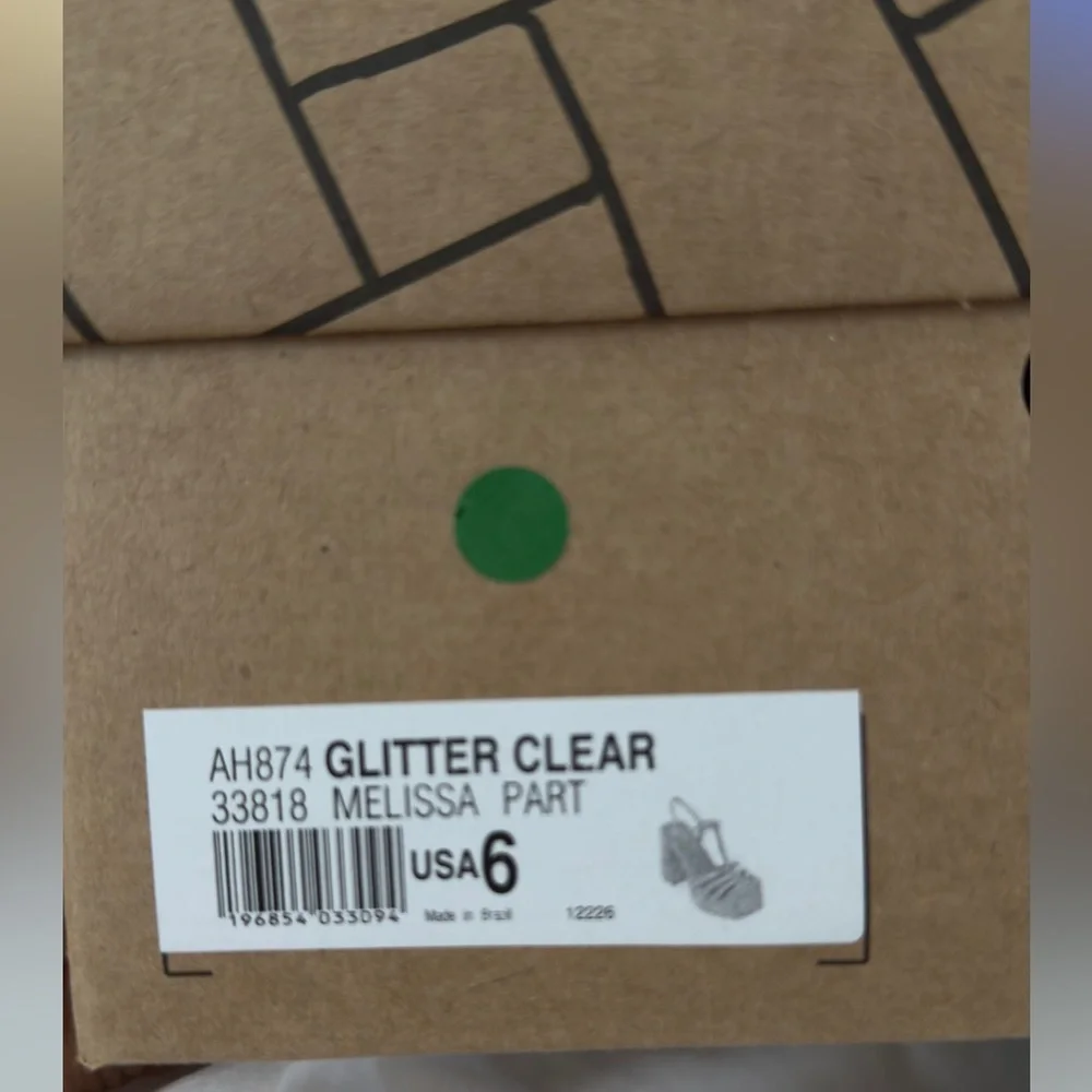 Melissa Party Glitter Clear Jelly Heels Size 6 Silver Sparkle Sandals - Picture 3 of 5